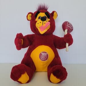 Vintage 1999 "Tootsie Pop" Plush Red Raspberry Bear Ad Mascot w Lollipop, 11"